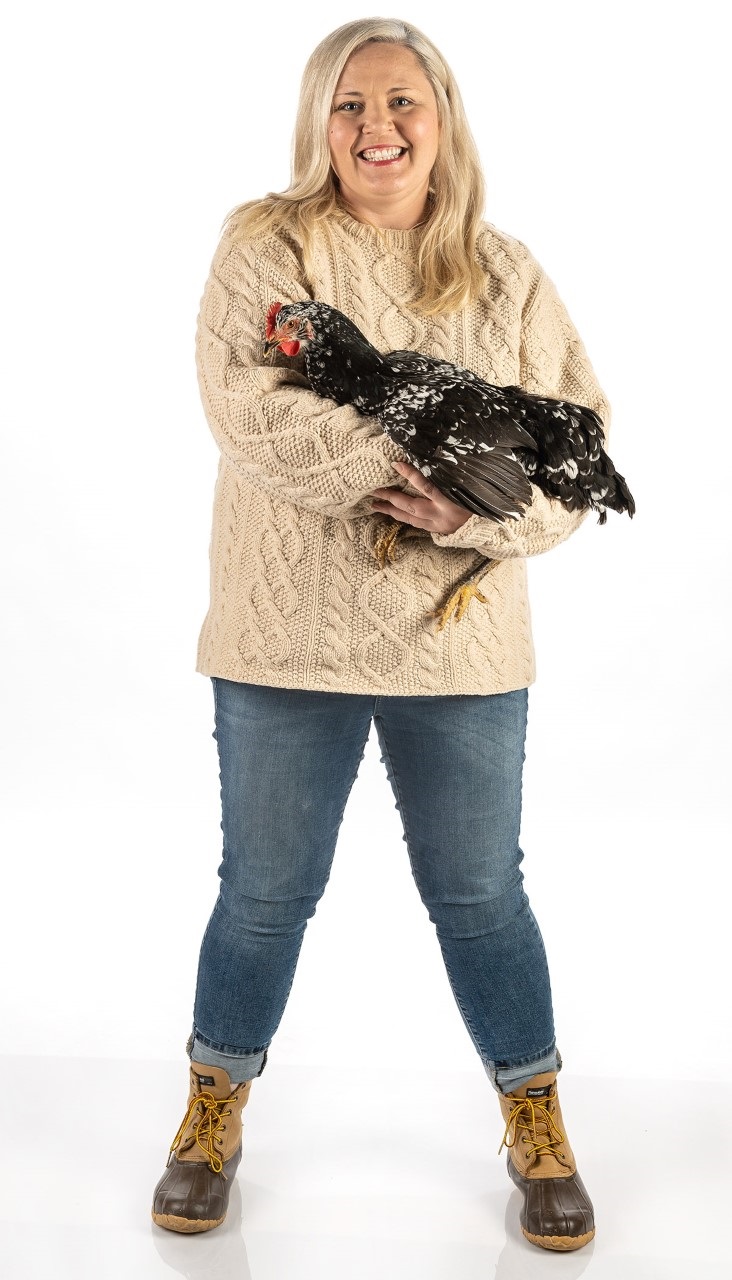 Cortney holding a chicken