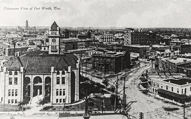 Panoramic View of Fort Worth, Texas Old black and white panaramic photo of Fort Worth