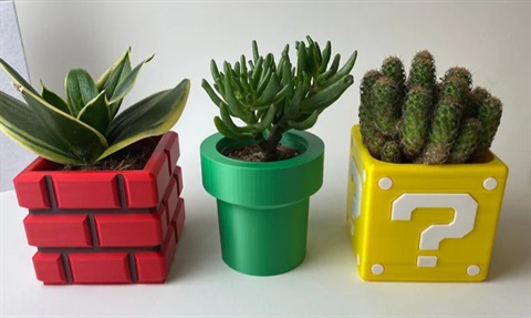 examples of a Mario-inspired planter