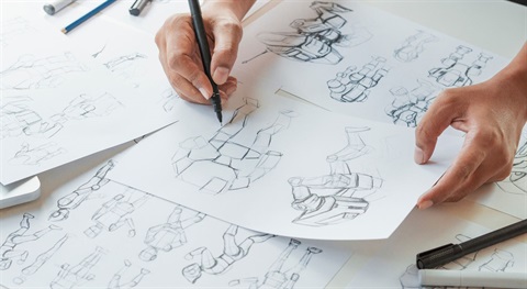 Person sketching animations