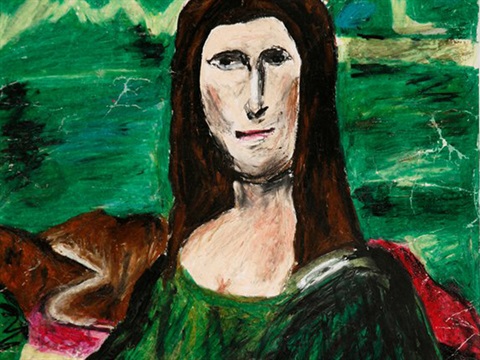 badly painted rendition of the famous mona lisa painting