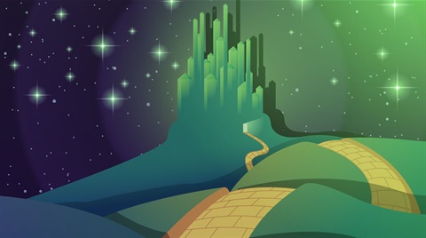 Illustration of emerald cityscape