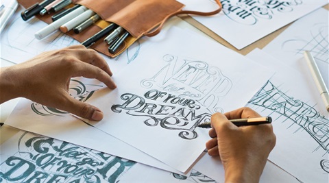 Hand lettering sketches