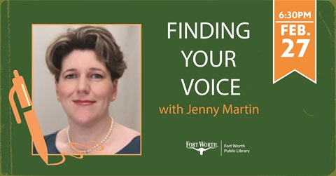 Author Jenny Martin will lead a writers workshop