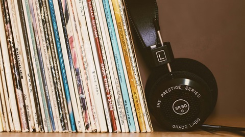 Records and headphones