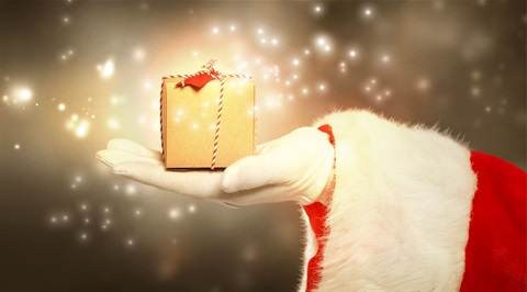 Santa hand with gift