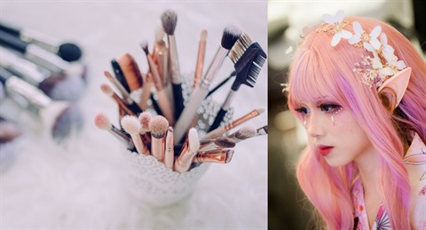 photo of makeup brushes and a fairy nymph person