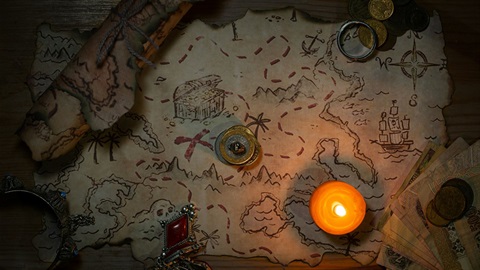 Candle lit treasure map