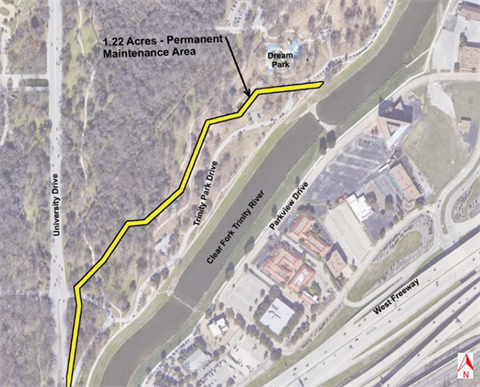 Map of permanent maintenance area in Trinity Park