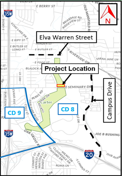 Project location on a map of Carter Park