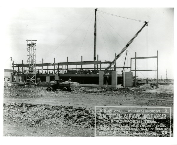 1933 American Airways Hangar Construction Progress Photo