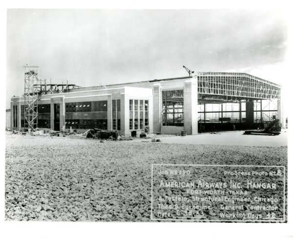 1933 American Airways Hangar Construction Progress Photo