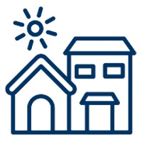 An illustration of a neighborhood with diverse, mixed-housing options.