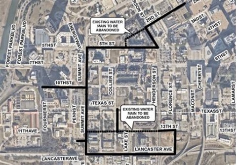 Downtown Fort Worth Water and Sewer Main Replacements map